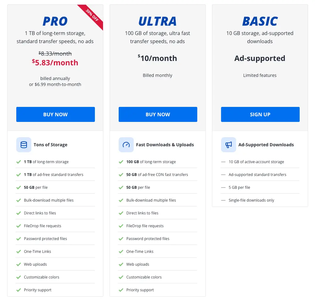 MediaFire Pricing Plan | File sharing and storage made simple with MediaFire and SendMega