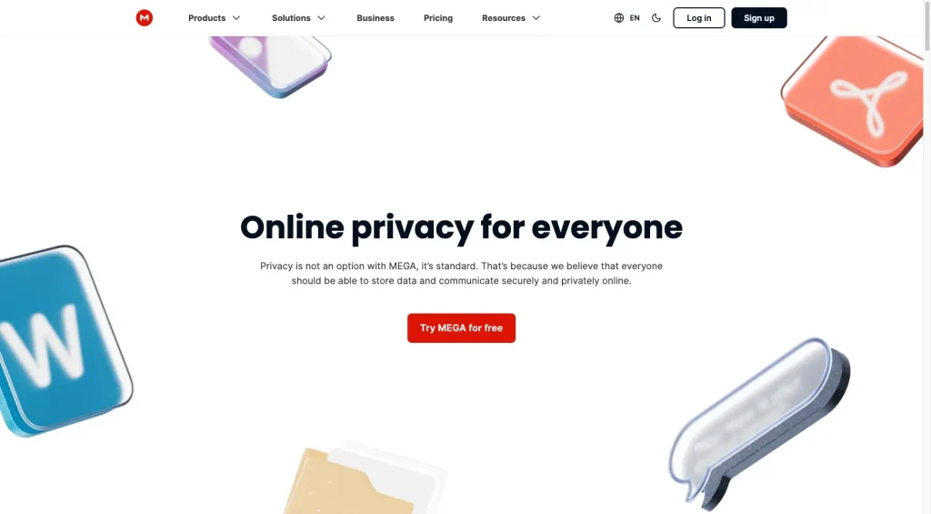 Mega io Interface. Protect your Online Privacy with MEGA and SendMega