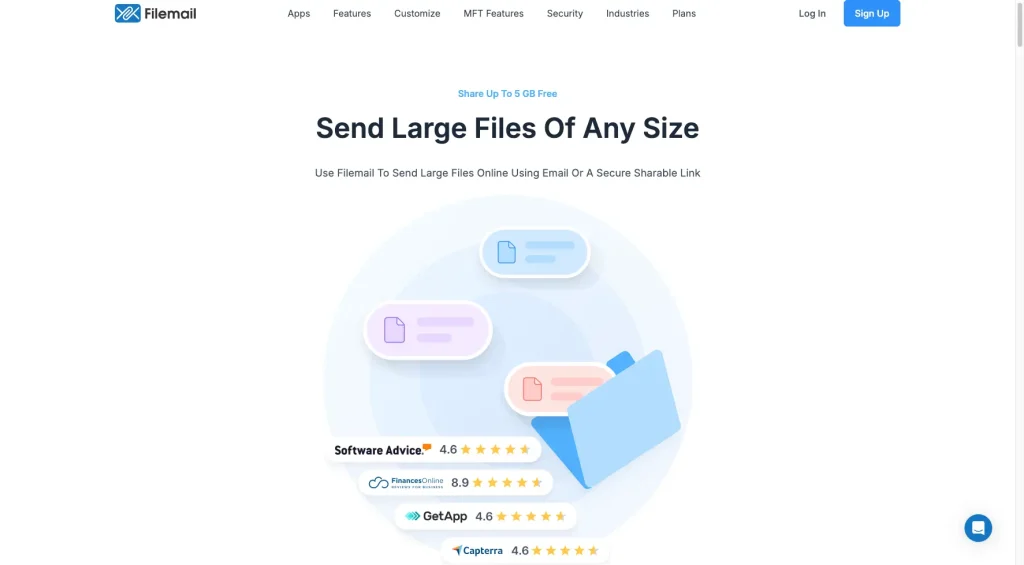 File Mail's interface. Choose File Mail or SendMega to mail your important files