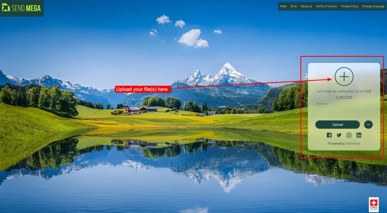 Upload your video to the SendMega Transfer dashboard